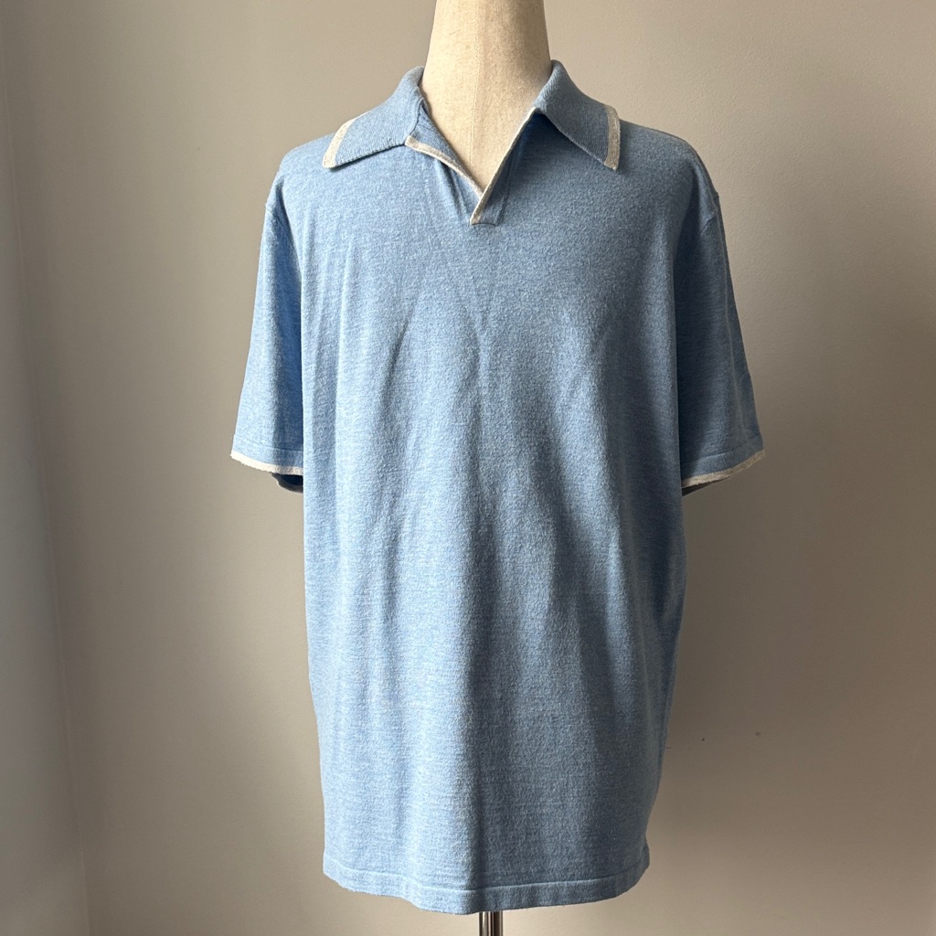 Autumn Cashmere Pale Blue Short-Sleeve Polo With Contrast Trim Casual T Shirt